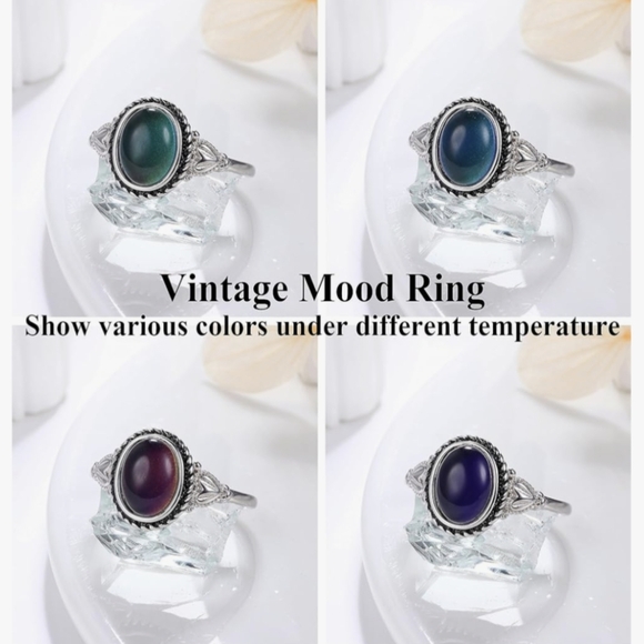 Mood Ring Size 7 8 9 Silvery Color Changing Ring 70s Retro Jewelry - Picture 9 of 10